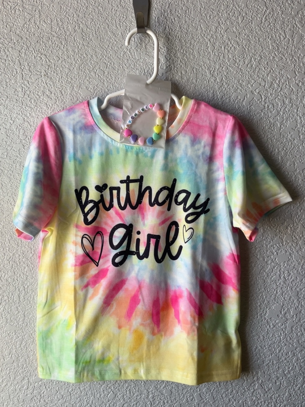Birthday Girl Tie-Dye Tee - Pastel Rainbow